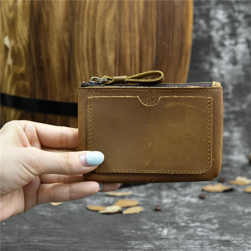 Genuine Leather Mini Coin Wallet with Card Holder