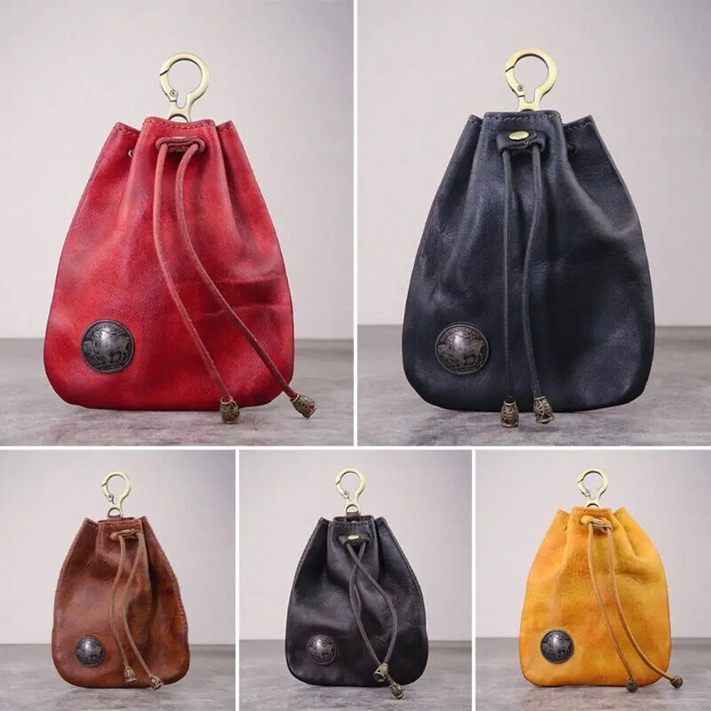 Retro Genuine Leather Coin Purse & Key Holder