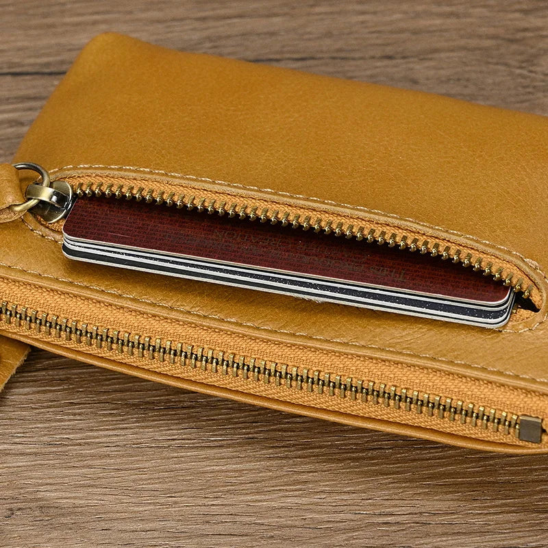 Luufan Genuine Leather Coin Wallet with Card Holder & Key Ring