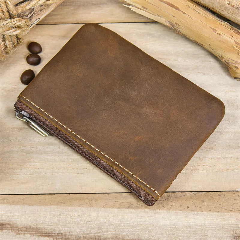 Luufan Genuine Leather Coin Wallet with Card Holder & Key Ring