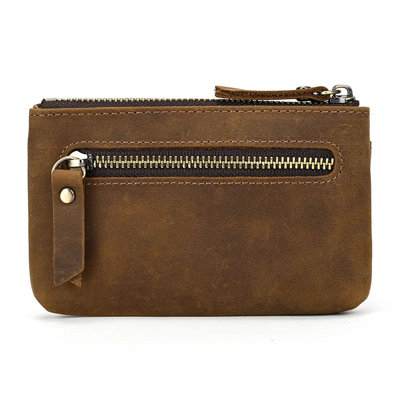 Luufan Genuine Leather Coin Wallet with Card Holder & Key Ring
