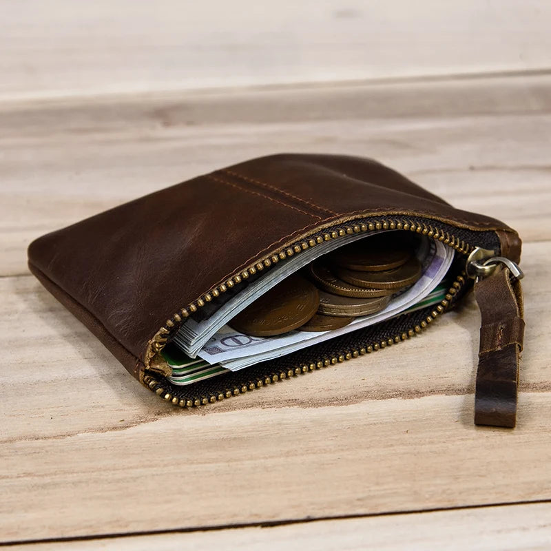 Luufan Genuine Leather Coin Wallet with Card Holder & Key Ring