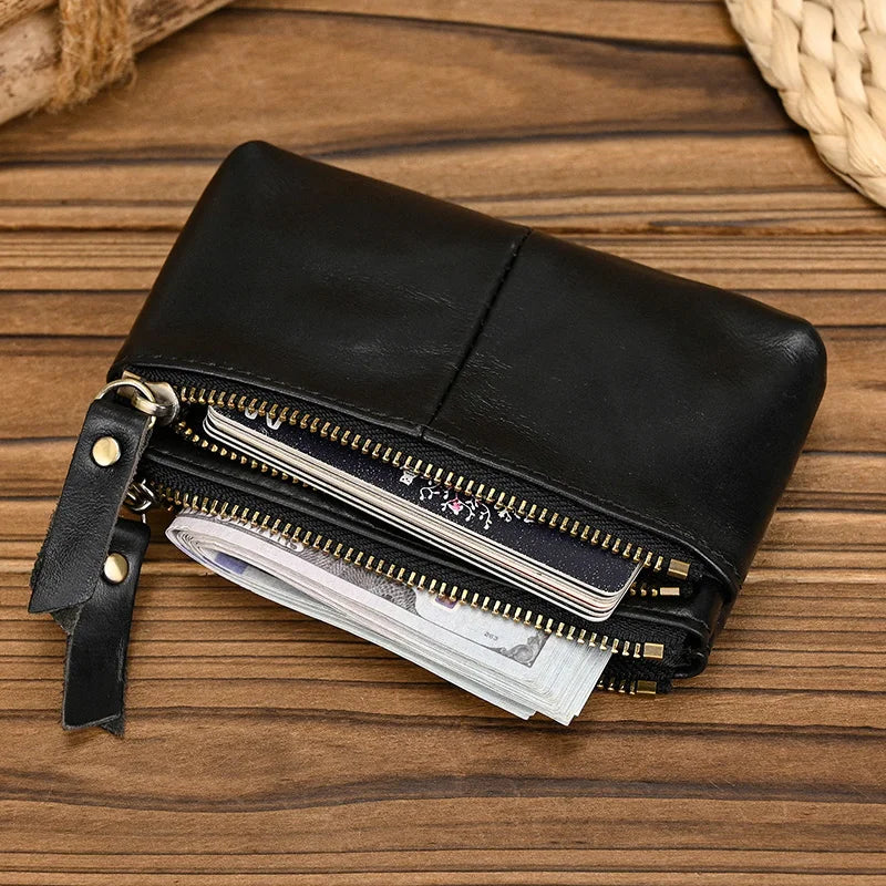 Genuine Leather Mini Coin Wallet with Card Holder