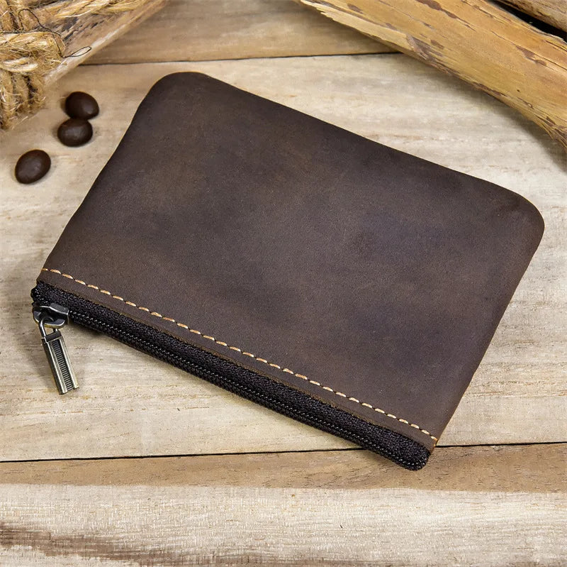 Luufan Genuine Leather Coin Wallet with Card Holder & Key Ring