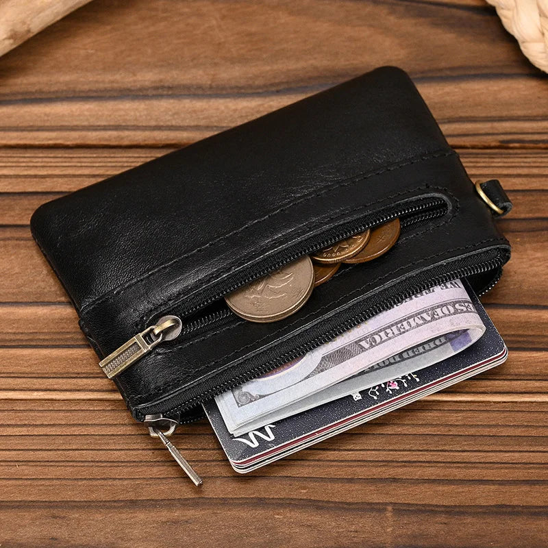 Luufan Genuine Leather Coin Wallet with Card Holder & Key Ring