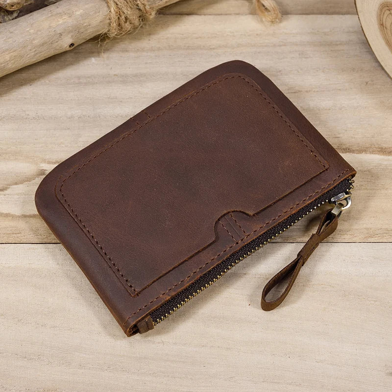 Luufan Genuine Leather Coin Wallet with Card Holder & Key Ring