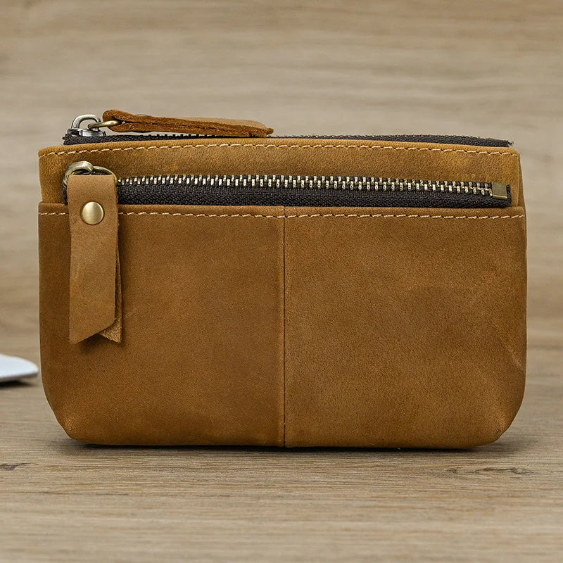 Luufan Genuine Leather Coin Wallet with Card Holder & Key Ring