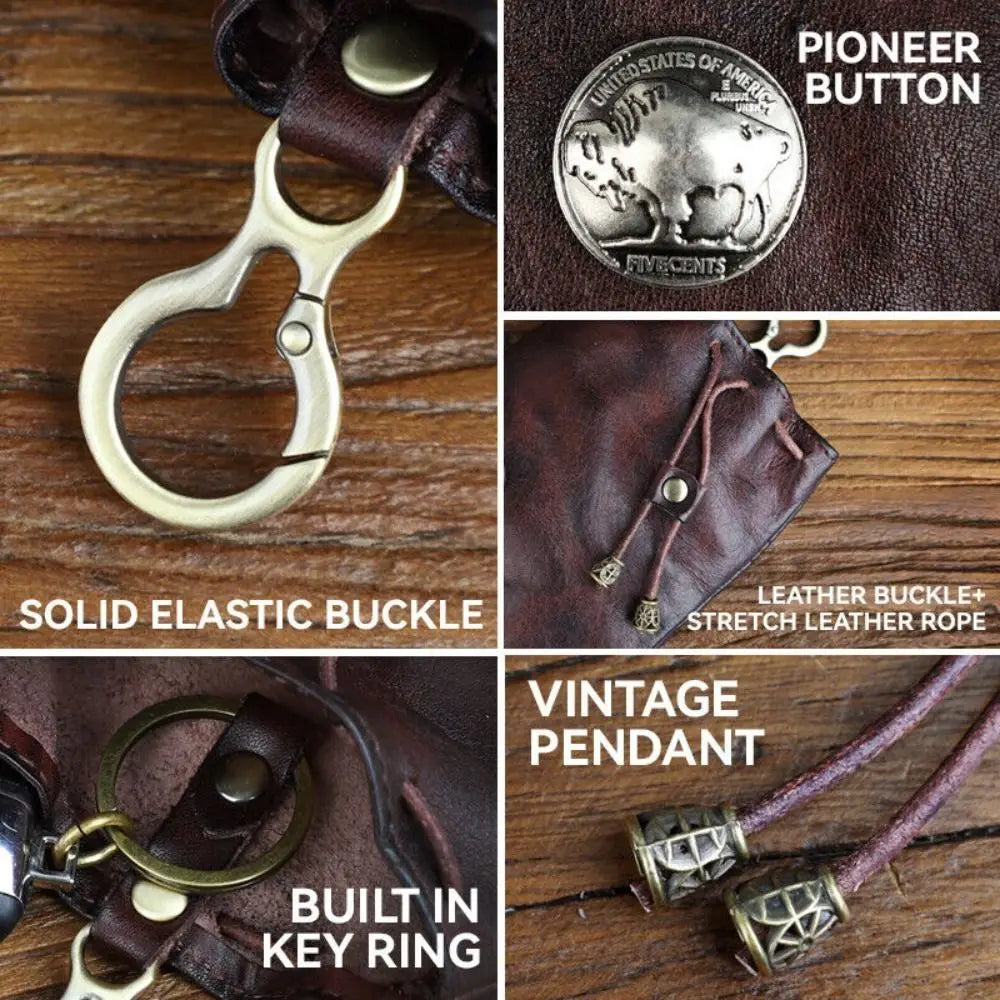 Retro Genuine Leather Coin Purse & Key Holder
