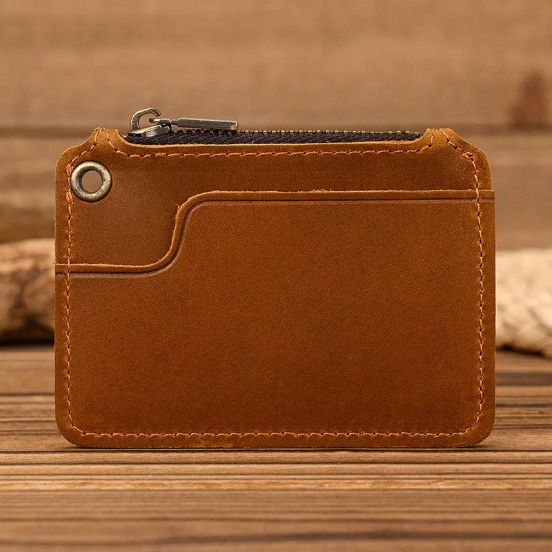 Luufan Genuine Leather Coin Wallet with Card Holder & Key Ring