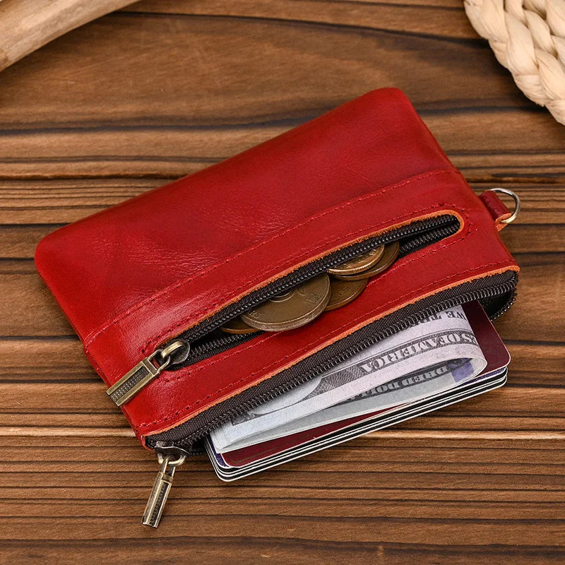 Luufan Genuine Leather Coin Wallet with Card Holder & Key Ring
