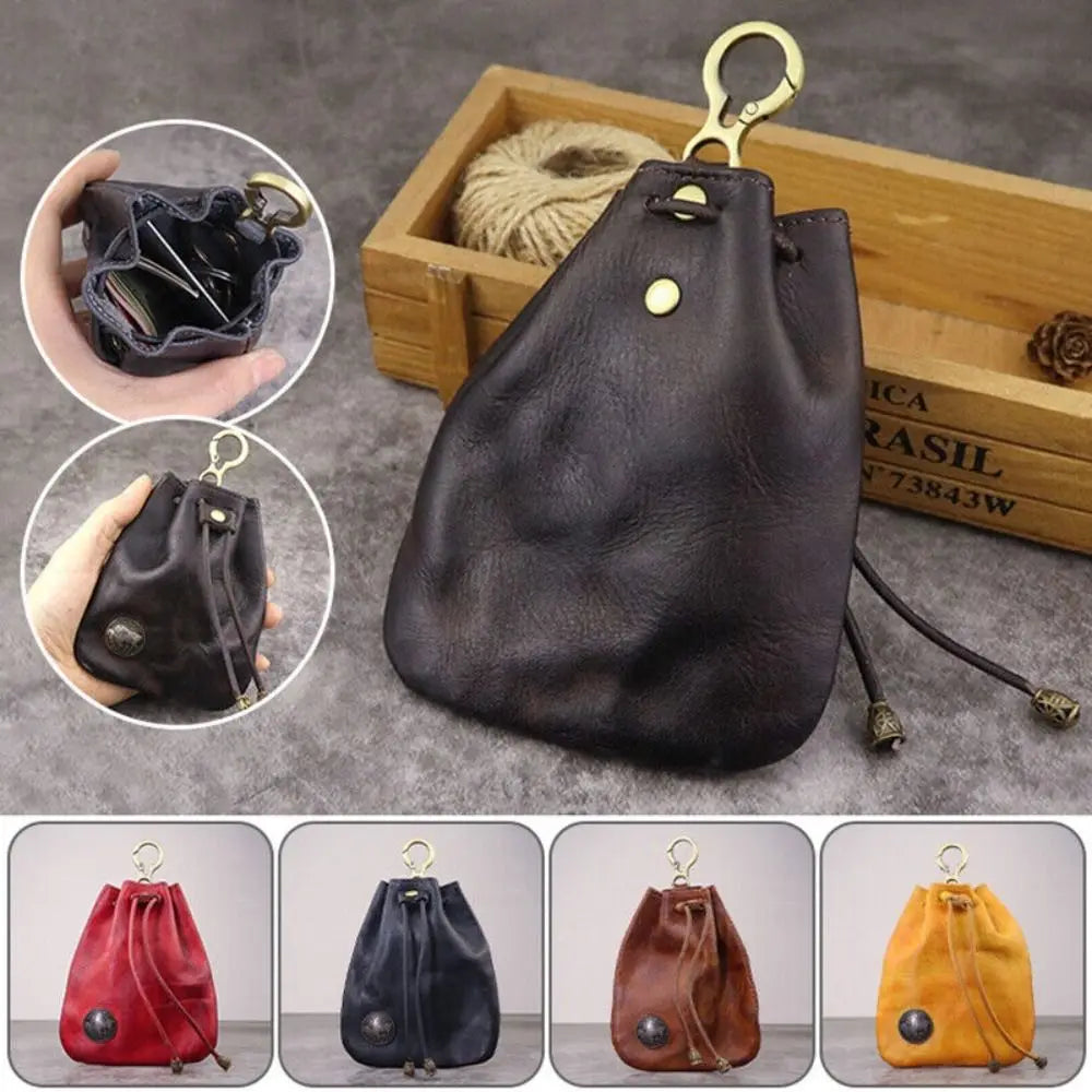 Retro Genuine Leather Coin Purse & Key Holder