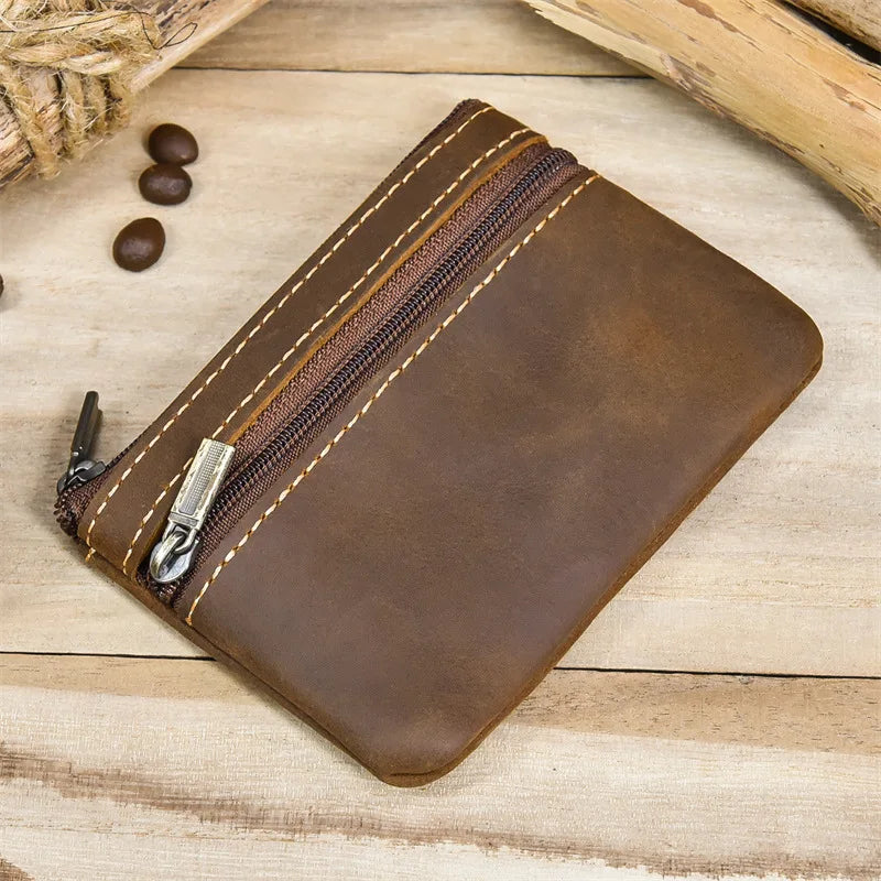Luufan Genuine Leather Coin Wallet with Card Holder & Key Ring