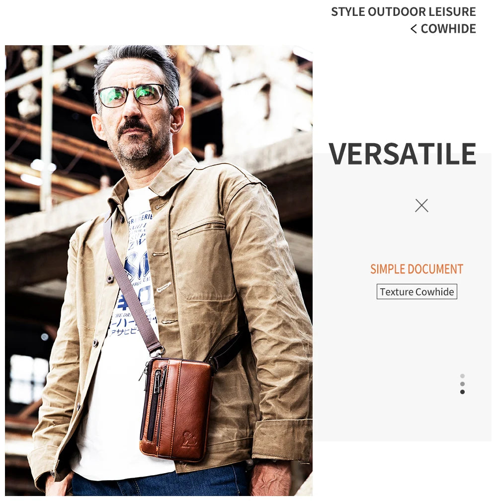 Men’s Genuine Leather Waist Bag with Phone Holder