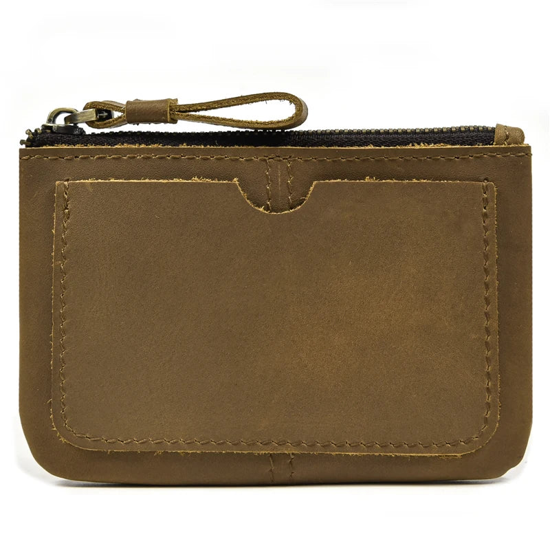 Luufan Genuine Leather Coin Wallet with Card Holder & Key Ring