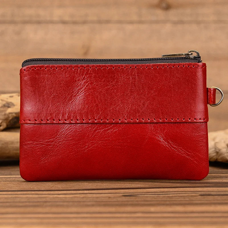 Luufan Genuine Leather Coin Wallet with Card Holder & Key Ring