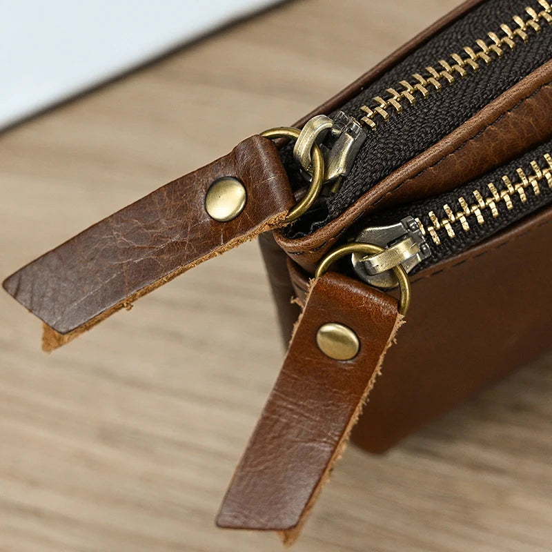 Luufan Genuine Leather Coin Wallet with Card Holder & Key Ring