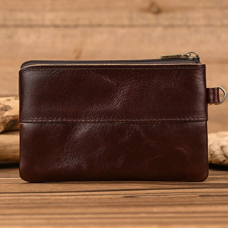 Luufan Genuine Leather Coin Wallet with Card Holder & Key Ring