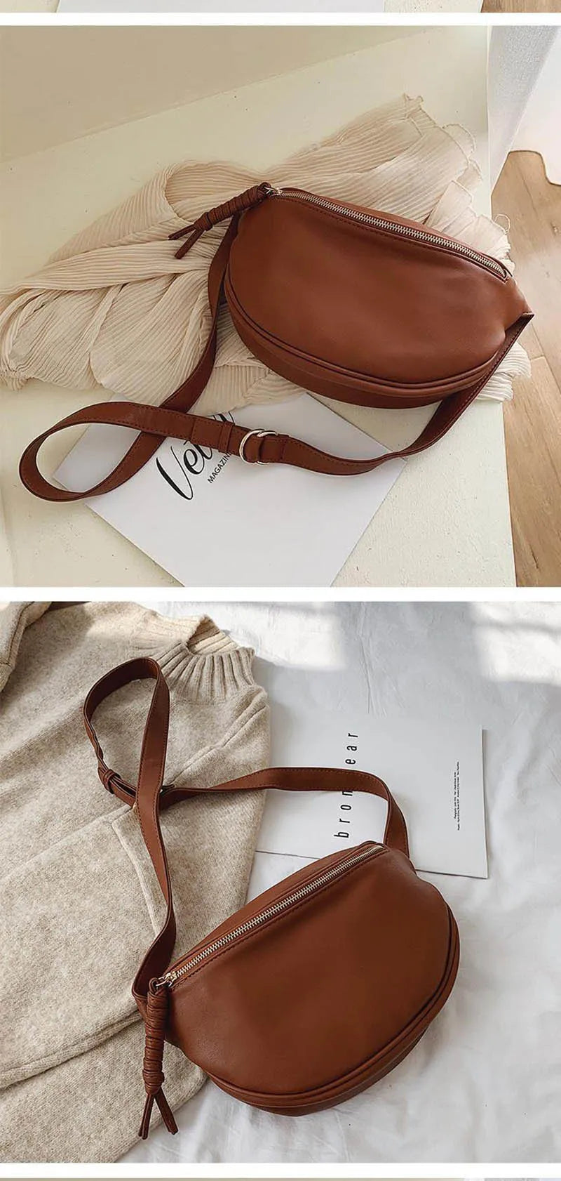 Women’s Leather Chest Pack & Fashion Waist Crossbody Bag