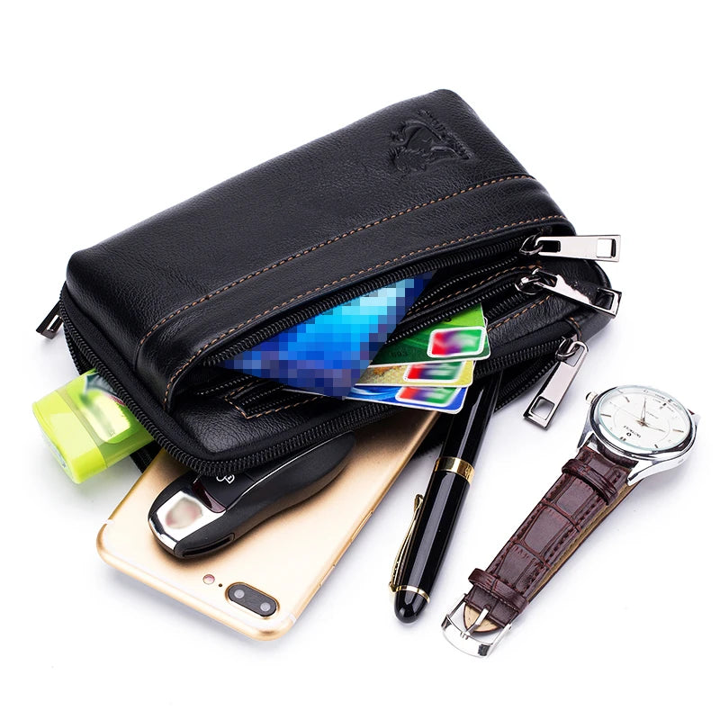 Men’s Genuine Leather Waist Bag with Phone Holder