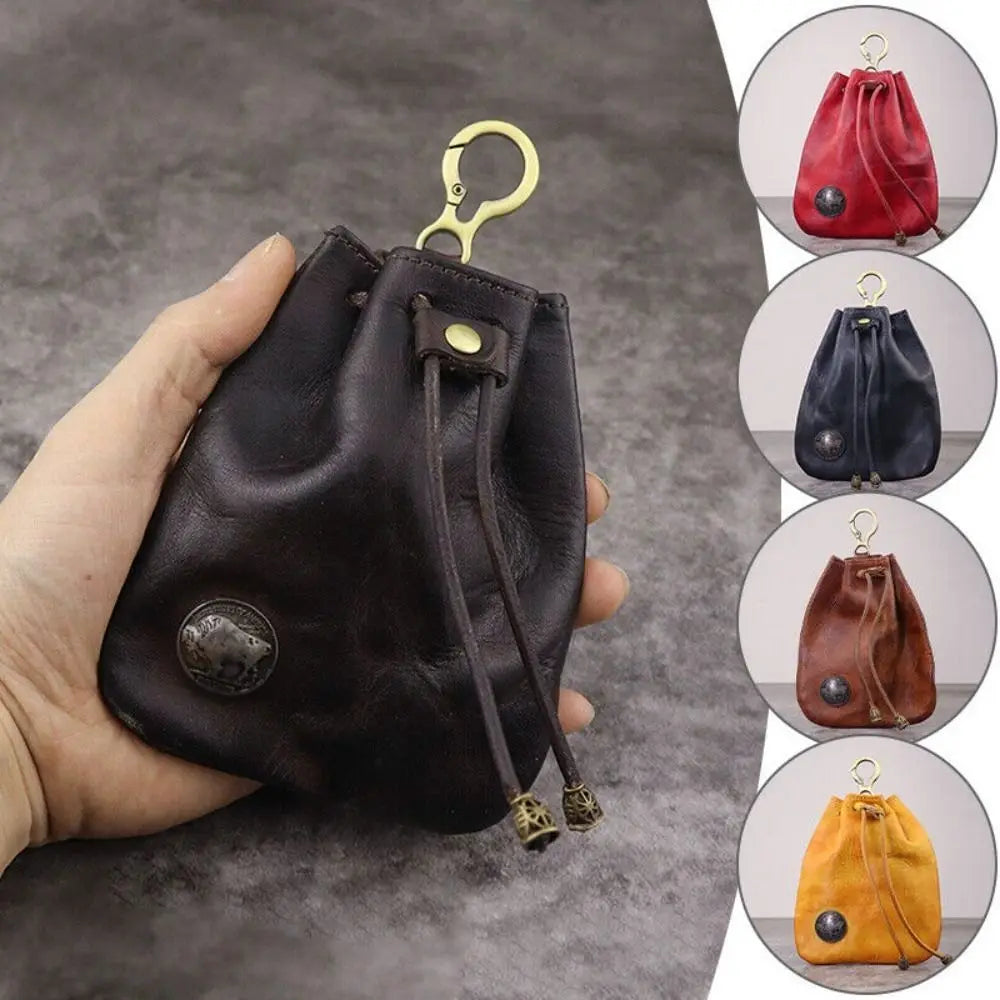 Retro Genuine Leather Coin Purse & Key Holder