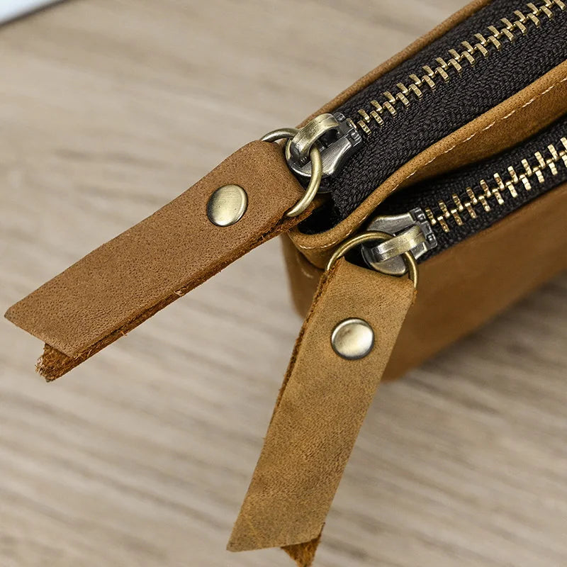 Luufan Genuine Leather Coin Wallet with Card Holder & Key Ring