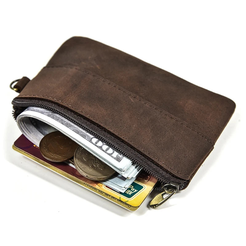 Luufan Genuine Leather Coin Wallet with Card Holder & Key Ring