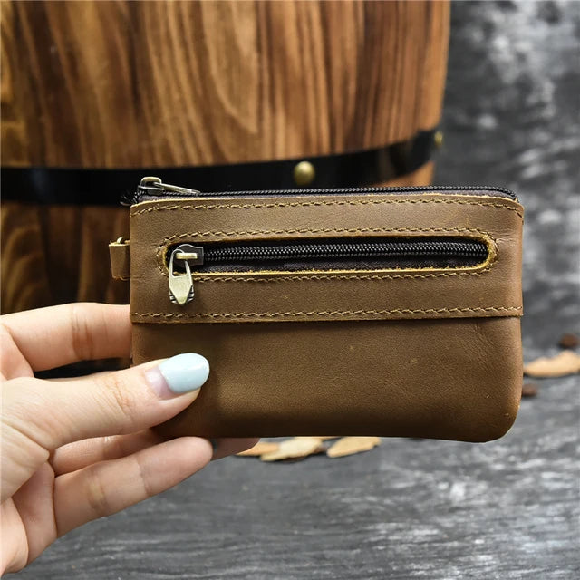 Luufan Genuine Leather Coin Wallet with Card Holder & Key Ring