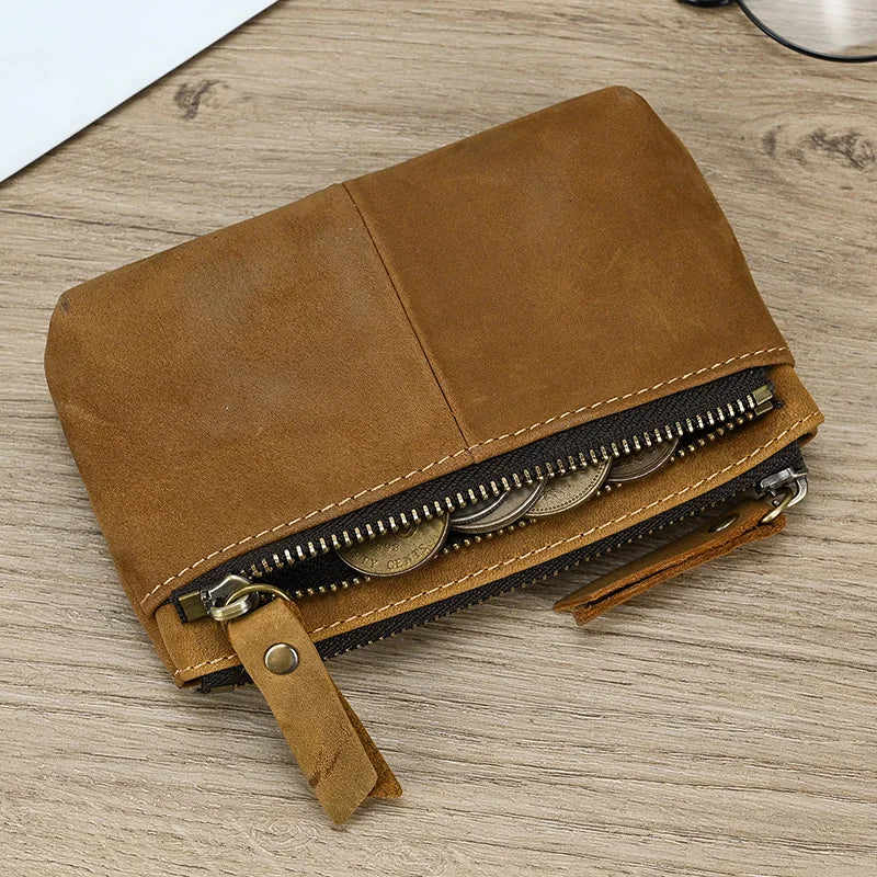 Luufan Genuine Leather Coin Wallet with Card Holder & Key Ring